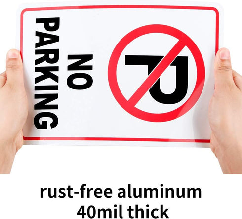 3 Pack No Parking Sign, 10"x 7", .04" Aluminum, Rust Free, UV Protected, Weatherproof