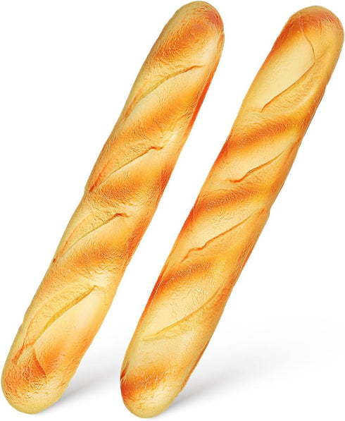 Homoyoyo 2PCS Realistic Fake Bread 13.6" Long Artificial French Bread Loaves Soft