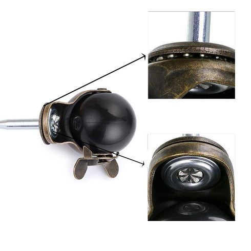 Skelang 2" Pack 4 5/16" 1-1/2") Ball Caster, Grip Neck Stem Caster with Brake and Sockets, Vintage Antique Swivel