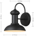 44862 1-Light GLOBE Electric Martes Outdoor Indoor Wall Sconce, Matte Black