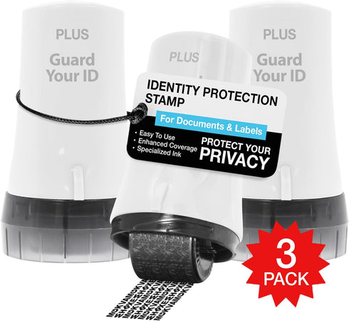 Guard Your ID Advanced 2.0 Roller Identity Privacy Stamp, Identity Theft Prevention, Regular 3-Pack