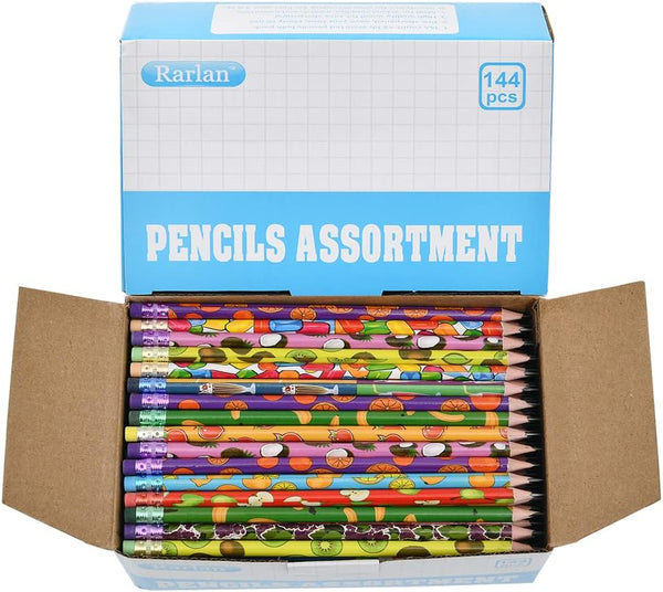 Pencil Assortment, 2 HB Assorted Colorful Pencils for Kids, Pre-Sharpened, Bulk Pack (144 Count)