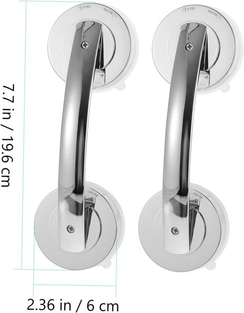 2pcs NUOBESTY Silver Bathroom Suction Grab Bars Heavy-Duty Plastic Door Handles for Seniors Easy Installation
