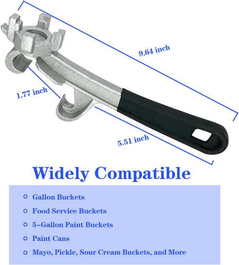 3-in-1 Drum Bung Wrench Opener, Aluminum Tool for 55 Gallon Drum Lids and 5 Gallon Paint Buckets