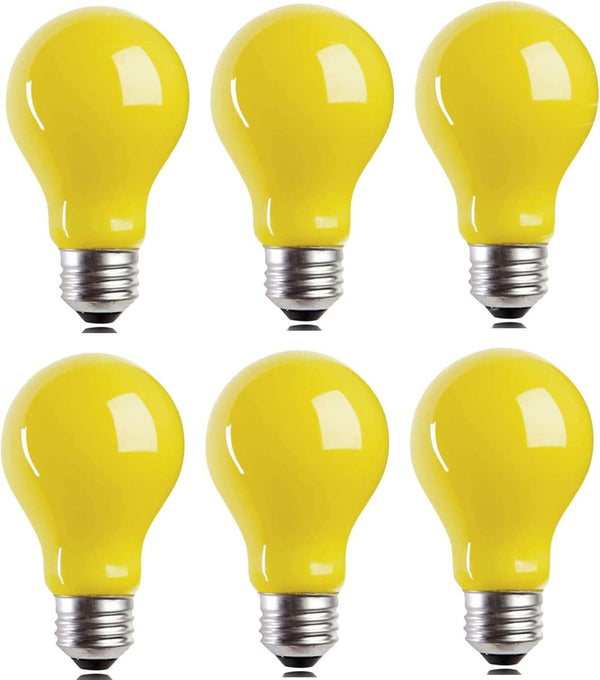 6 Packs 3W A60 LED Bug Light Bulbs, E26 Outdoor Bug Light Bulb, 25W Equivalent, 2000K Amber Glow Night Light