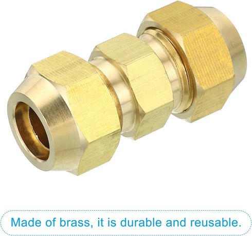 PATIKIL 1/2" OD Brass Flare Union Connector, 2 Set Air Conditioning Copper Double Pipe Extension Joint Fittings