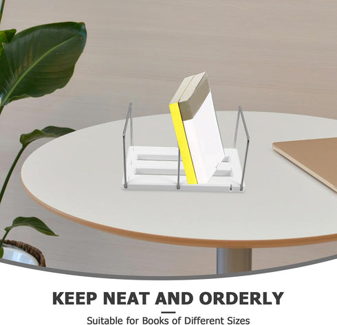 Cabilock Adjustable Expandable Metal Bookends with Clips for Heavy Books Desk Organizer Rack for Office Home