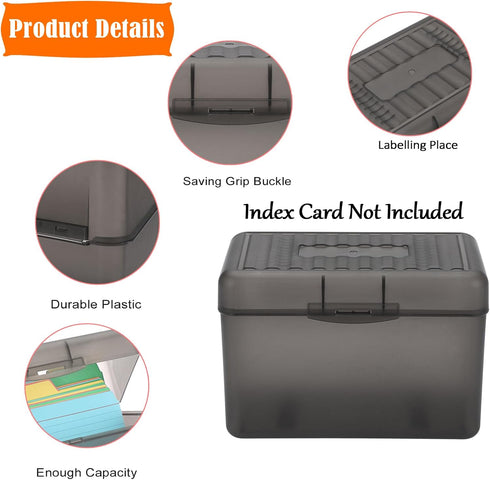 BTSKY 1 Pack 4 x 6 inch Index Card Box, Notecard Holder, Recipe Card Box, Plastic Storage Organizer for Filling Index