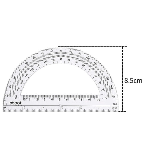 eBoot Plastic Protractor, 180 Degrees, 4 Inch and 6 Inch, Clear, 2 Pieces