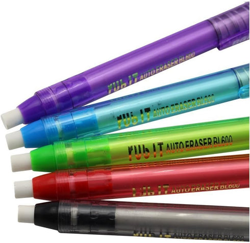 Pencil Erasers - Pen-Style Funny Portable Mechanical Eraser for Artists, Pack of 12