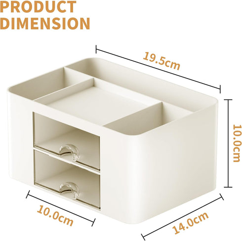 Marbrasse Pen Organizer with 2 Drawers, Multi-Functional Holder for Desk, 5 Compartments + Drawer for Office