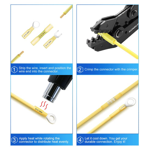 580Pcs Heat Shrink Wire Connectors, Insulated Electrical Terminals Kit for Waterproof Marine Automotive Crimp