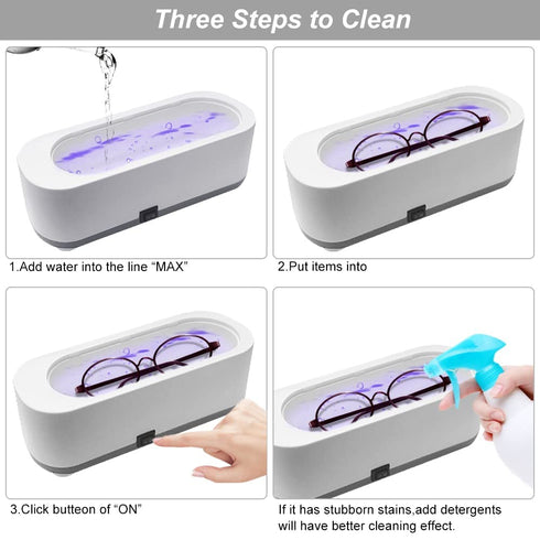 Ultrasonic Jewelry Cleaner, 250 ML Portable Cleaning Machine for Jewelry, Eyeglasses, Watches, Coins, and More