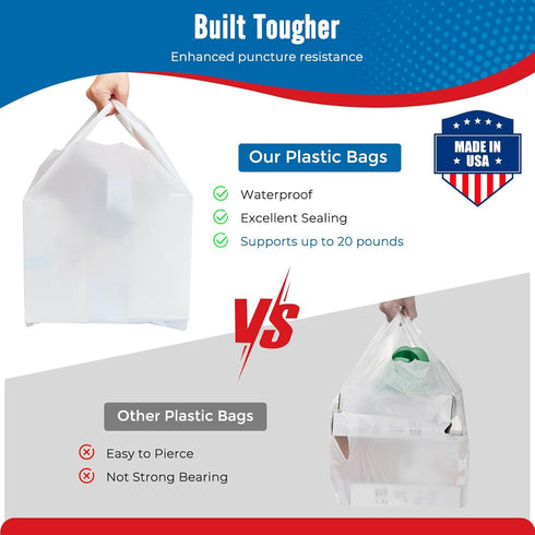 500 Pack (11.5x 6.5 21) Fuxury ( Plain White Plastic Bags with Handles for Small Business in Bulk, T Shirt Shopping Bag