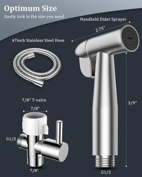 Pressure,47in PWERAN Handheld Bidet Sprayer for Toilet with Water Filter, Stainless Jet Spray for Toilet