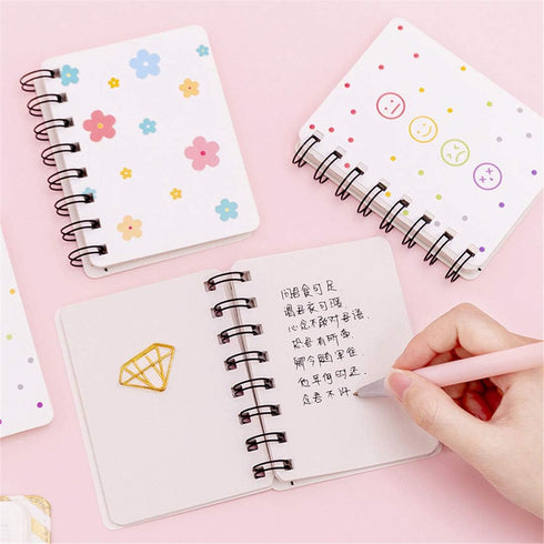 Yansanido Small Spiral Notebook, 4 Pcs 3.14 x 4.13 Inch, 4 Style Design, 80 Sheets - 160 Pages Journals for Study