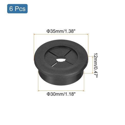 uxcell 6 Pcs Cable Cord Grommet, 1-3/16 Inch Desk Grommet, Flexible Rubber Wire Hole Cover for Office Desk