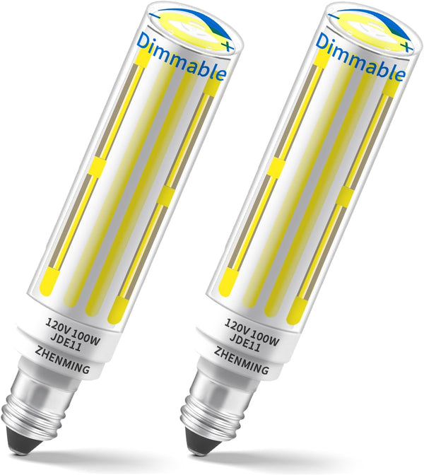 ZHENMING Dimmable JDE11 Led Bulbs 120V 100W Halogen Candelabra Bulbs Equivalent,COB LED