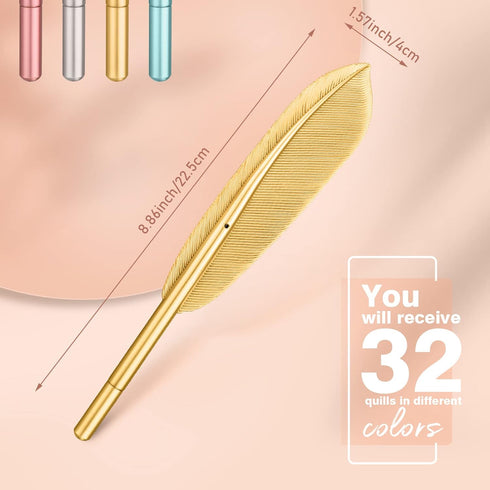 Frienda Feather Pens Rollerball Pen Artificial Feather Ballpoint Ink Pens Gel Pens Creative Office Supplies (32 Pieces) by Frienda