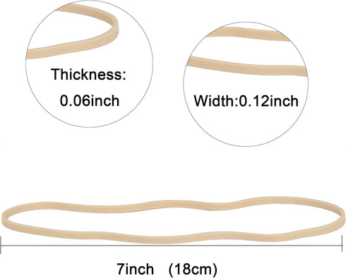 Foshine-Rubber bands large, Beige Rubber band 7 inch 120 Pack Elastics Bands size 117B Long rubber bands for office supplies home Big Rubber Bands #117 (7'' x 1/8'') by Foshine