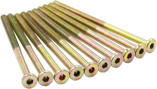 10 Pcs Crib Screws M6 x 100mm Zinc Plated Hex Socket Head Cap Screws for Furniture
