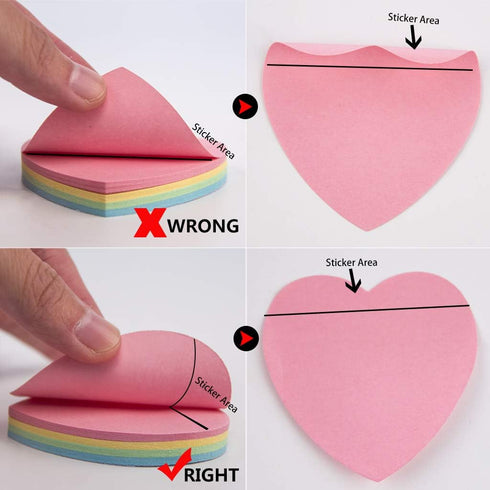 Sticky Notes - 1000 Sheets Heart Mixed 4 Color Bulk Sale Memo Post Notes for Office/School/Home
