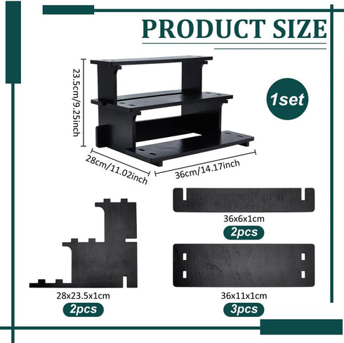 3-Tier PH PandaHall Wood Display Stand, Wooden Shelf Retail Tabletop Display Riser Perfume Stand Rack Organizer