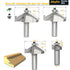 4pcs 60 Set,1/2" Shank,3/16",5/8",3/4" 7/8" Degree Chamfer Bit and Cutting Depth, Horse Nose Router Bits,Eased Eage