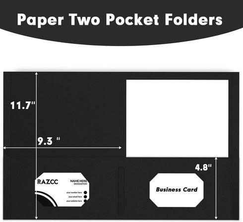 Two Pocket Folders, RAZCC 50 Pack 2 Pocket Folders for Letter Size Paper, Pockets for School Office Business Home