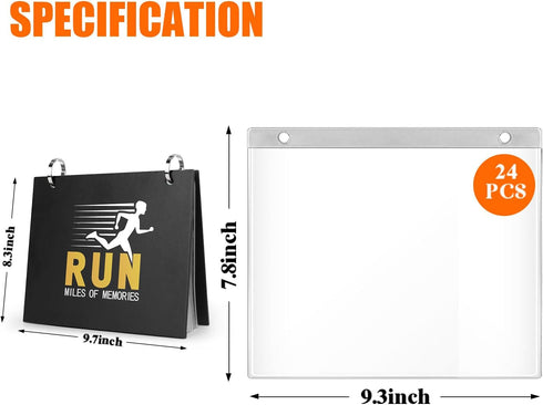 Album, 24 Race Bib Vinyl Sleeves, Display Holder With Cover for Marathon, Running Race Numbers