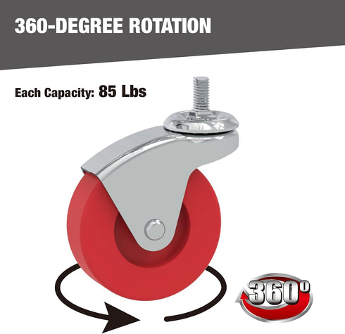 BIG RED 2 Pack 2.5" Swivel Caster Wheel for Utility Cart, TR6551