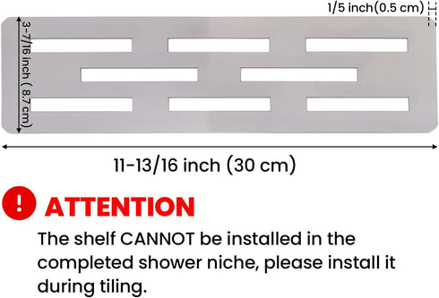 Biutimarden 11.81 Inch SUS304 Shower Niche Shelf for Prefabricated Tile Niches Stainless Steel Shower Shelf for Tile