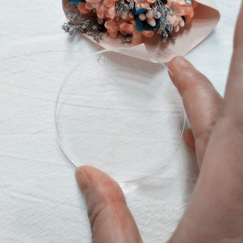15PCS Clear Acrylic Blanks, Laser Cut Round Circle with Hole, PMMA Plexiglass Round Disc (Clear, 4")