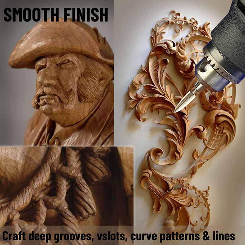 Wood Carving Tools, 5 PCS HSS Engraving Drill Bit Set for Woodworking with 1/8” Shank