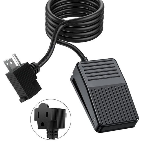 Foot Switch, 6-ft Cable Foot Pedal Switch with 3-Prong Plug for Woodworking Machine Control and Power Tools