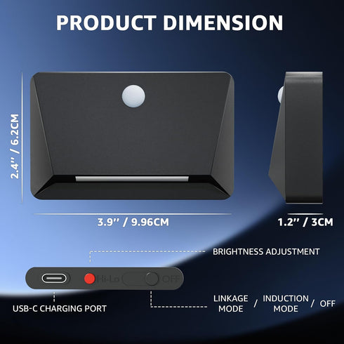 3 Closet uuffoo Rechargeable Motion Sensor Wall Light, Magnetic Linkage Multi-Sensor Stair Lights with Brightness