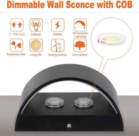 Dimmable 12W Lightess LED Wall Sconce Light Indoor Wall Lights Modern Hallway Wall Lighting for Living Room Bedroom
