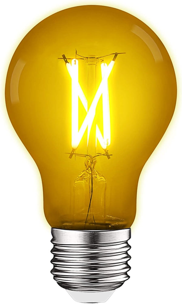 LUXRITE A19 Edison LED Yellow Light Bulb, 4.5W (60W Equivalent), Colored Glass