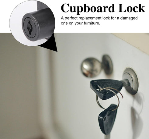 2 Mailbox 19mm 32mm Vaguelly Office File Cabinet Cam Lock with Keys, Zinc Alloy and Drawer Lock, Black Diameter Length