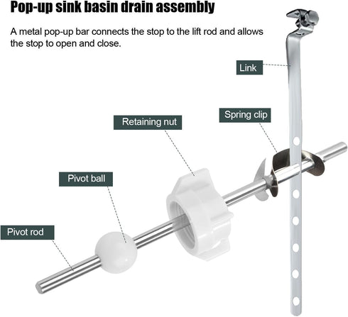 2pcs Lavatory Pop Up Center Piece Assembly, Sink Ball Pivot Rod Replacement for Price Pfister Stoppers