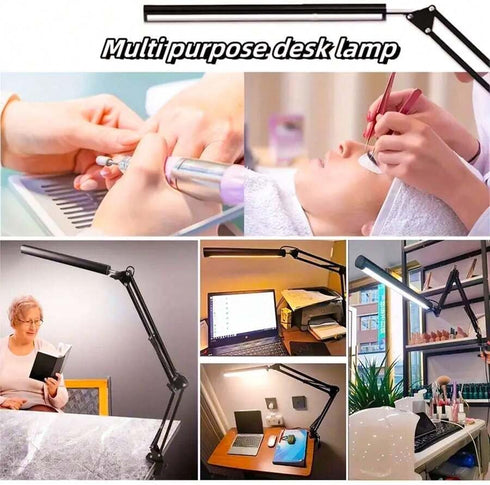 Generic Dimmable LED Desk Lamp with Swing Arm and Clip, USB Powered Eye-Care Light with Memory Function, Adjustable
