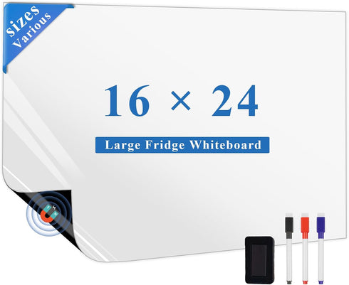 Magnetic Fridge White Board Paper, 16" x 24" Large Dry Erase Board Sheet for Kitchen Refrigerator Organizer and