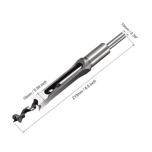 uxcell 15mm x 215mm Square Hole Drill Bits for Wood, Mortising Chisel Bit Auger Cutter Tool for Carpentry