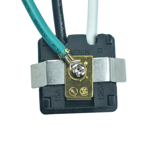 15A/125V Panel Mount AC Outlet, NEMA 5-15R Snap-In Receptacle, Grounding Power Socket with 14AWG Leads