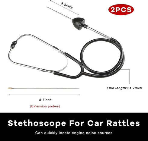 2 DXNQ PCS Automotive Engine Stethoscope, Automotive Mechanics Stethoscope Kit Hearing Tool with Extended Probe, Engine