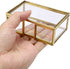 Hipiwe Glass Business Card Holder with Lid, Desktop Name Card Display Box Organizer, Gold Metal Container for Office