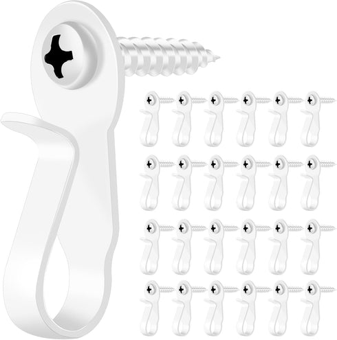 DINGEE 24 Pack Light Hanger Hooks,White Stainless Steel Screw in Hooks for