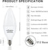 Bulbs E12 2700K Bulb 6W (60watt Bulbs 500 No-Dimmable 8 Pack comzler Type B Shape LED Ceiling Fan Light Small Base