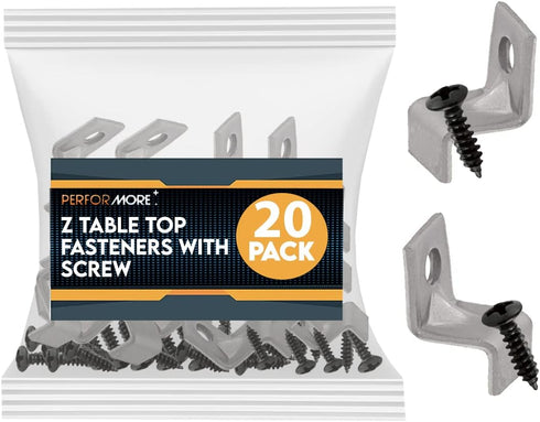 Performore 20 Pack Z Tabletop Fasteners with Screws, Heavy Duty Solid Steel Fasteners Set of 20 Packs