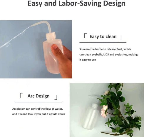 2Pcs 250ml 8.5oz Plastic Safety Wash Bottle, Narrow Mouth Squeeze Bottles for Tattoo Wash, Chemistry, Industry, Lab &